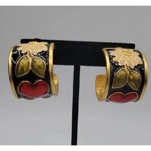 Karl Lagerfeld Tyrolean Clip On Earrings Oversized Signed Clip On Extremely Rare